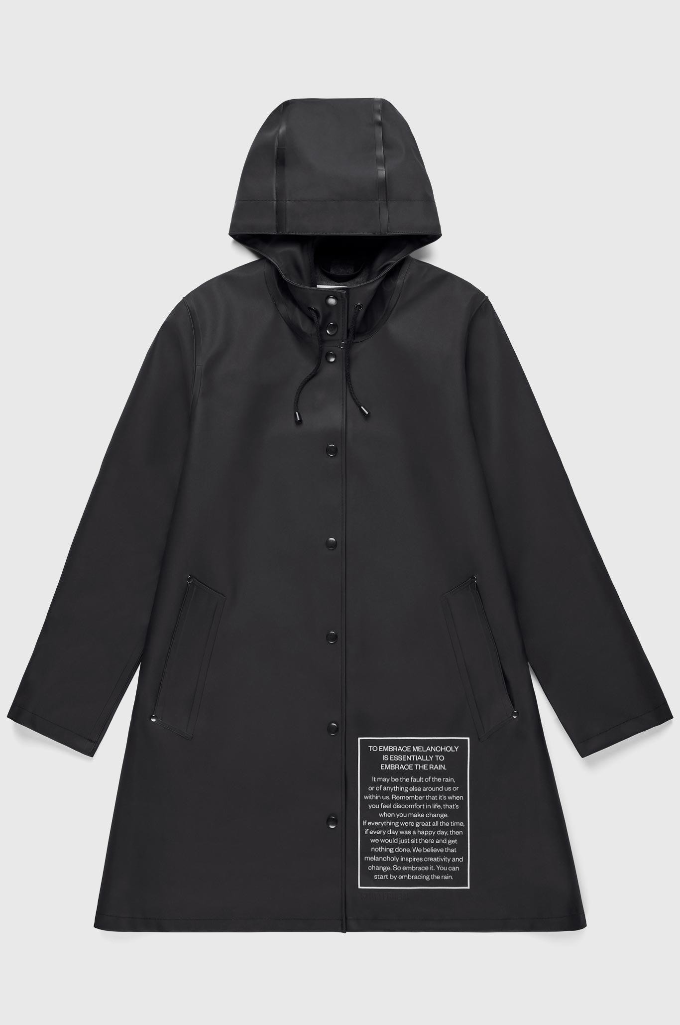 Very Goods | Mosebacke Text Print Black - Raincoats for Women ...