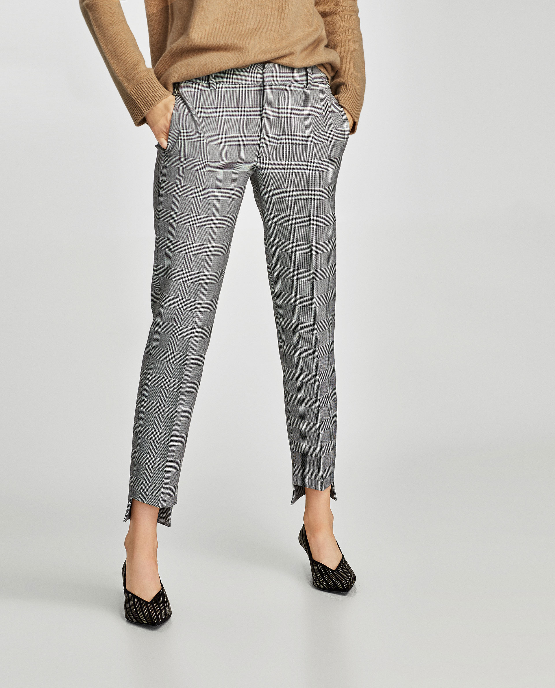 zara ladies check trousers