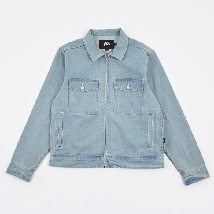 Very Goods | Stussy Washed Denim Garage Jacket - Light Blue