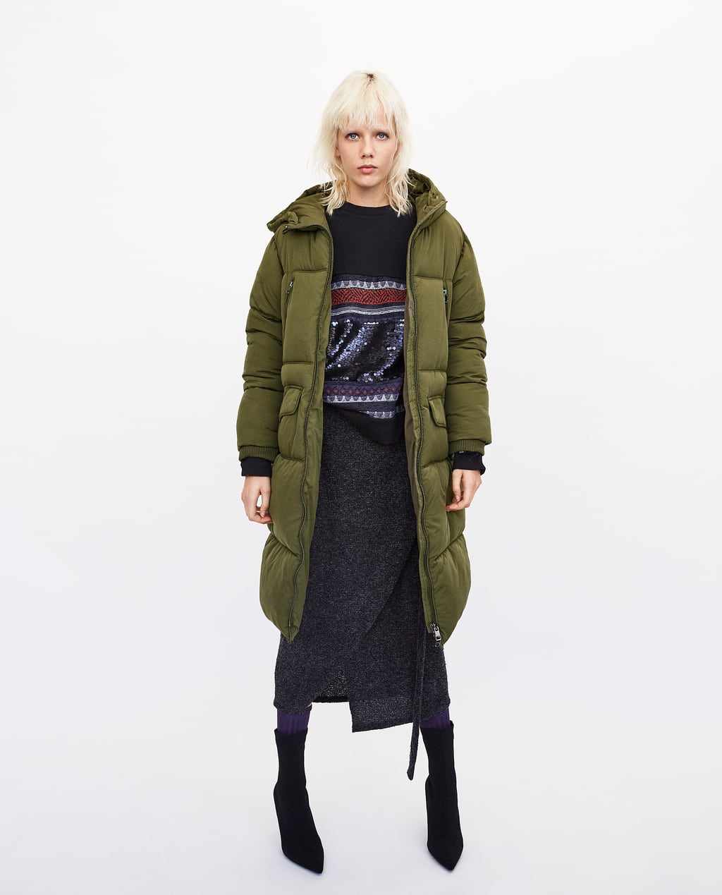 green puffer jacket zara