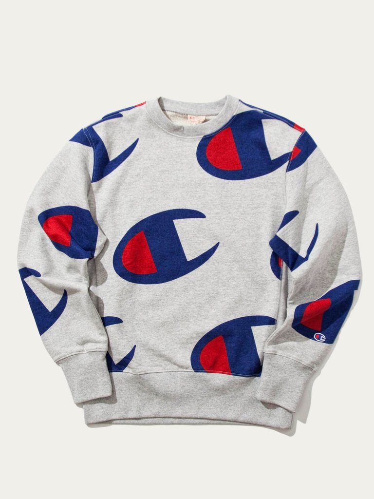 champion all over logo sweatshirt