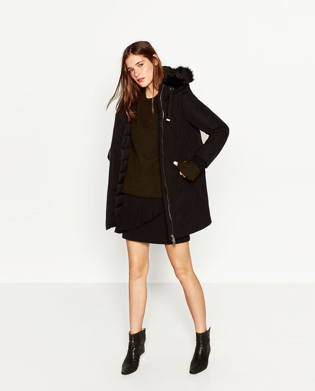 zara water resistant parka