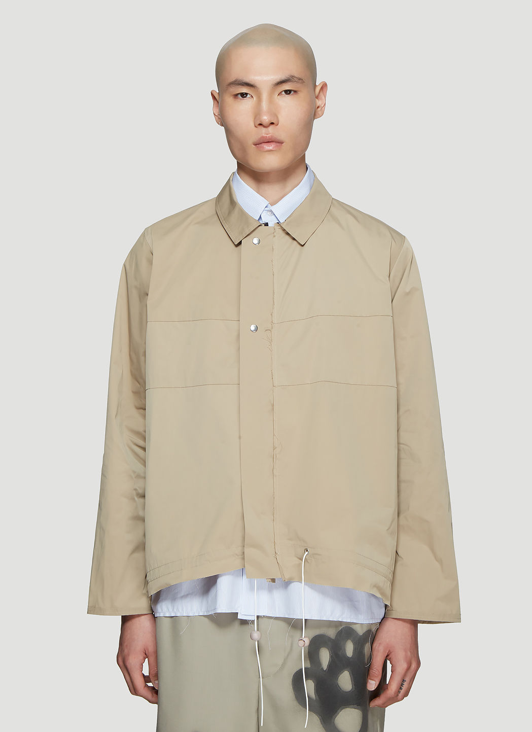 Very Goods | Camiel Fortgens Stripe Simple Jacket in Beige | LN-CC