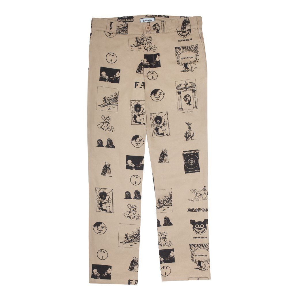 Very Goods | Fucking Awesome Cut Outs Work Pants - Khaki/Bla...