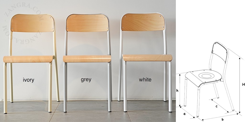 Very Goods stackable wooden school chair grey