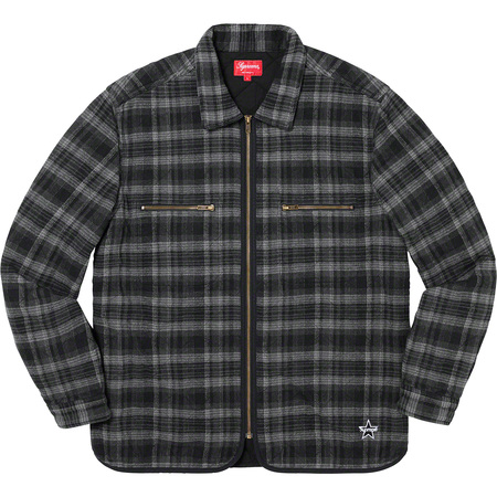 Very Goods | Supreme: Quilted Plaid Zip Up Shirt - Black
