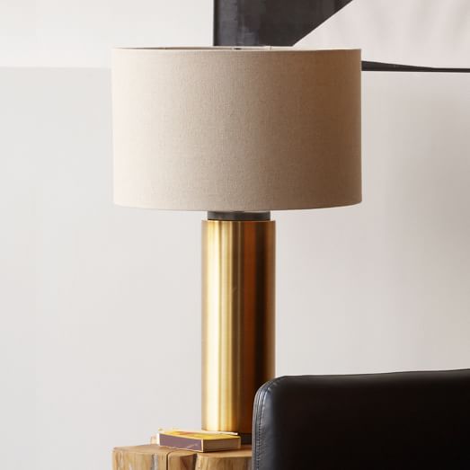 Small Pillar Table Lamp - Antique Brass, west elm