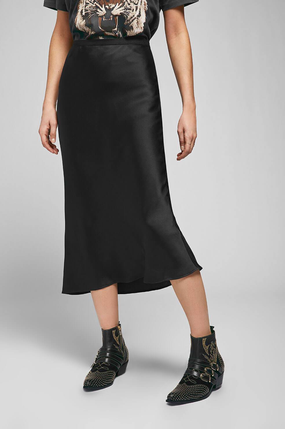 Bar Silk Maxi Skirt - Black