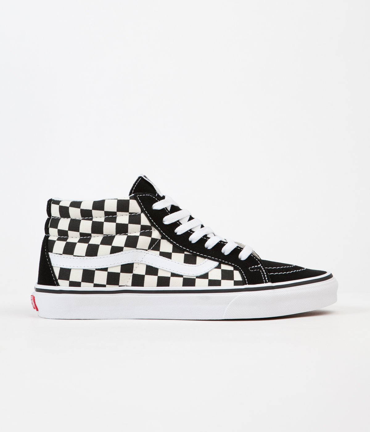 vans mid top checkerboard