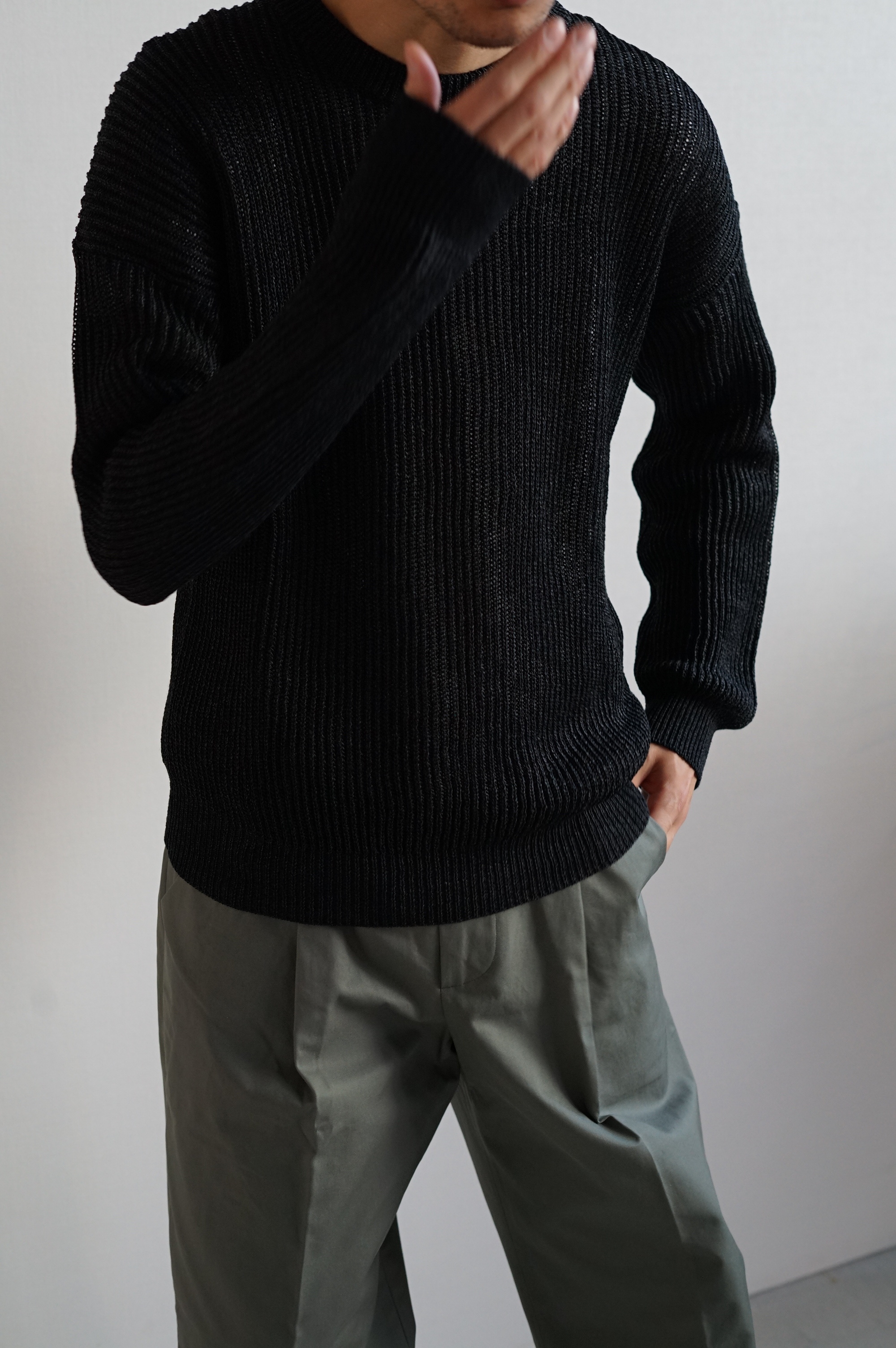 Cristaseya WASHI PAPER SWEATER Black - ニット/セーター