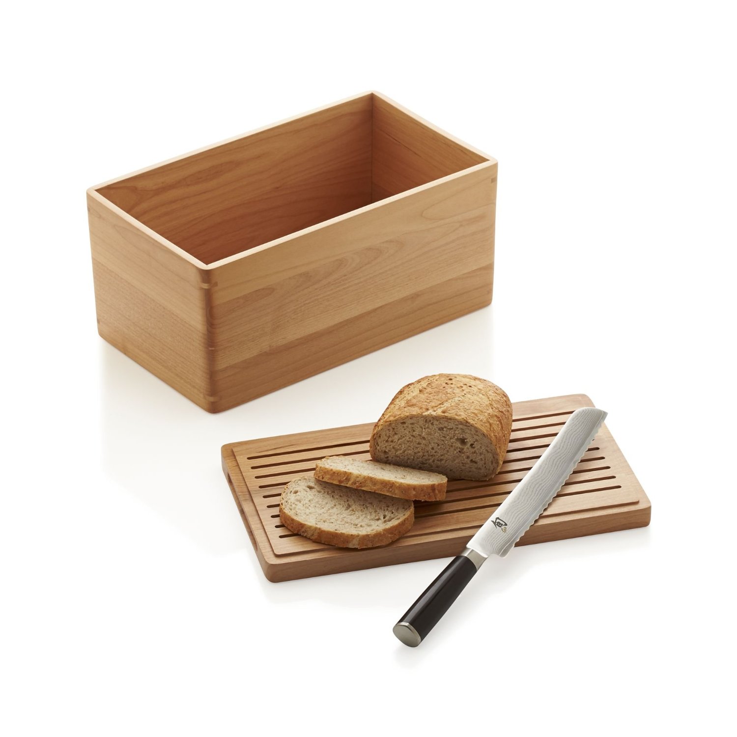 Very Goods Crate and Barrel Wood Bread Box