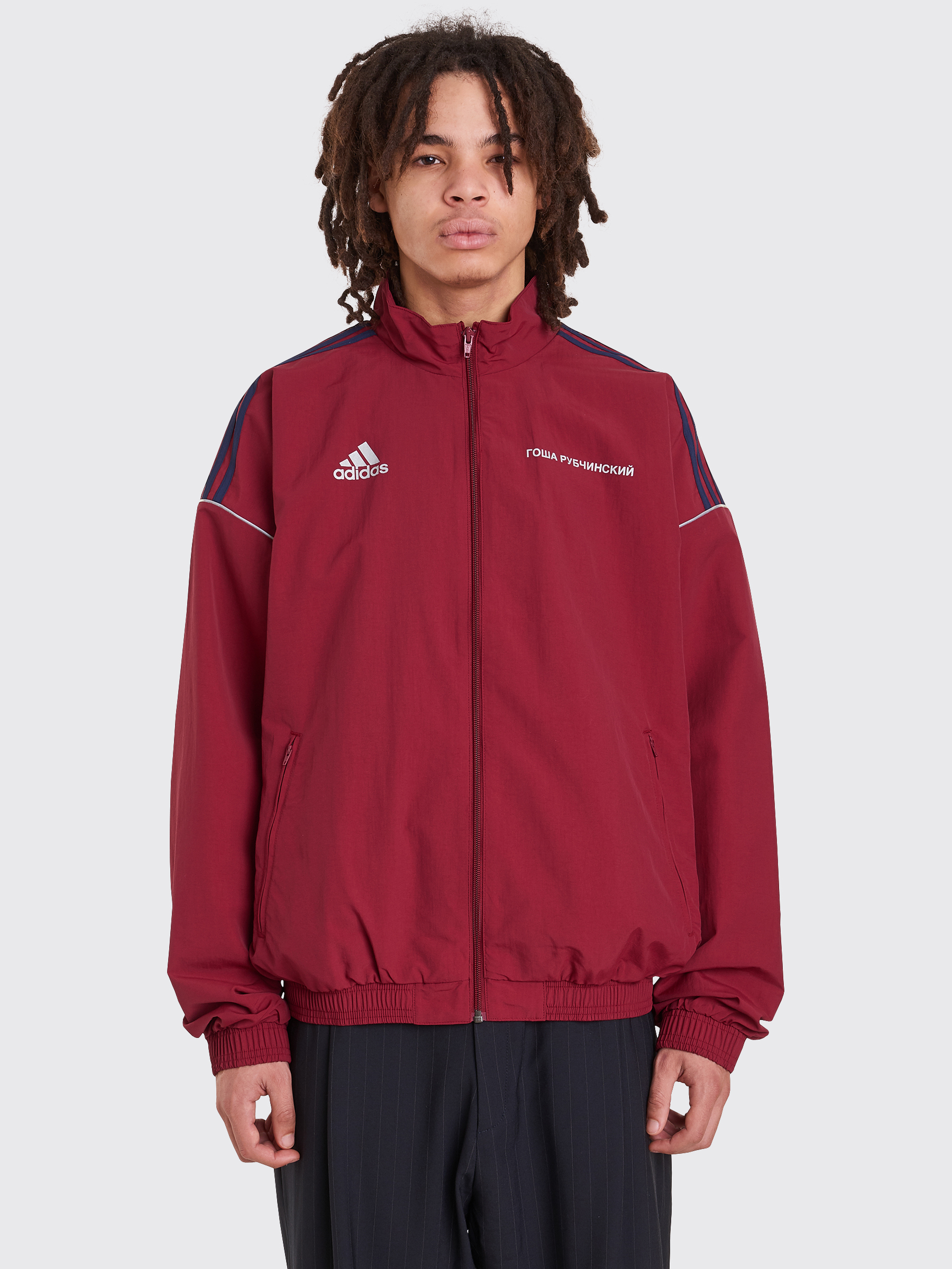 burgundy adidas track jacket