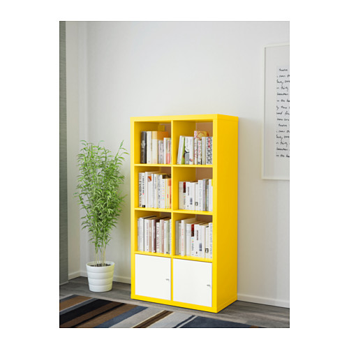 Very Goods | KALLAX Shelving unit with doors Yellow/white 77x147