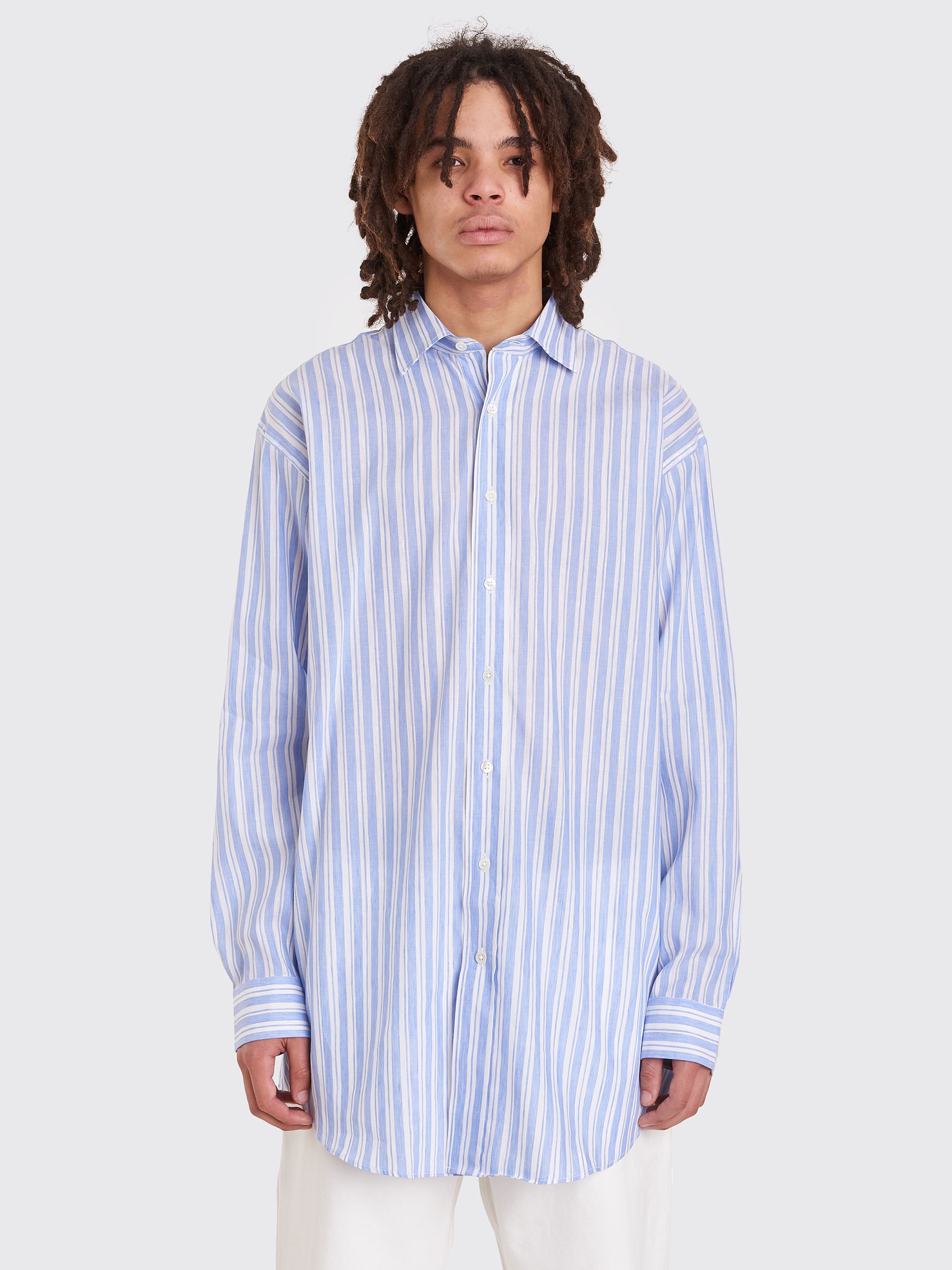 Very Goods | Acne Studios - York Stripe Shirt Light Blue | TRÈS BIEN