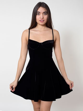 Very Goods Velvet Underwire Bustier Skater Dress American Apparel