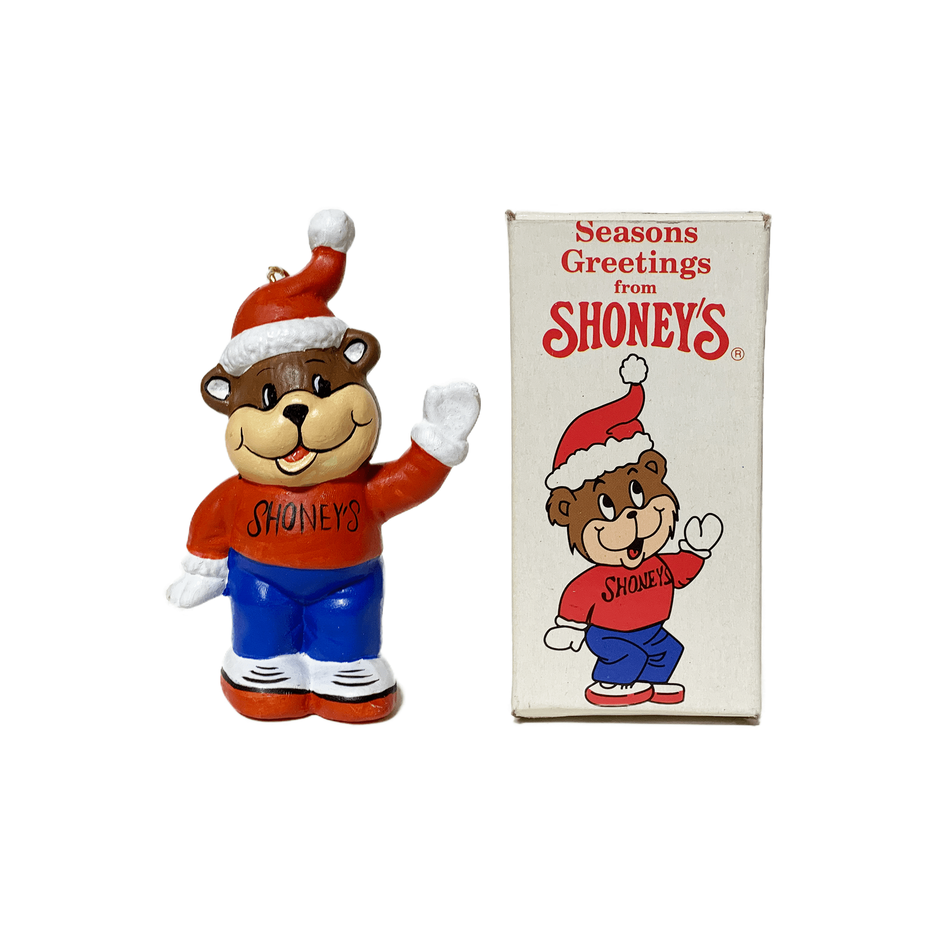 Very Goods Shoney's Bear Ceramic Christmas Ornament 90s Russet Burbank