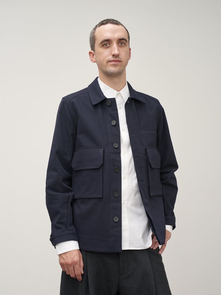 studio nicholson no-collar jacket navy 1 | labiela.com