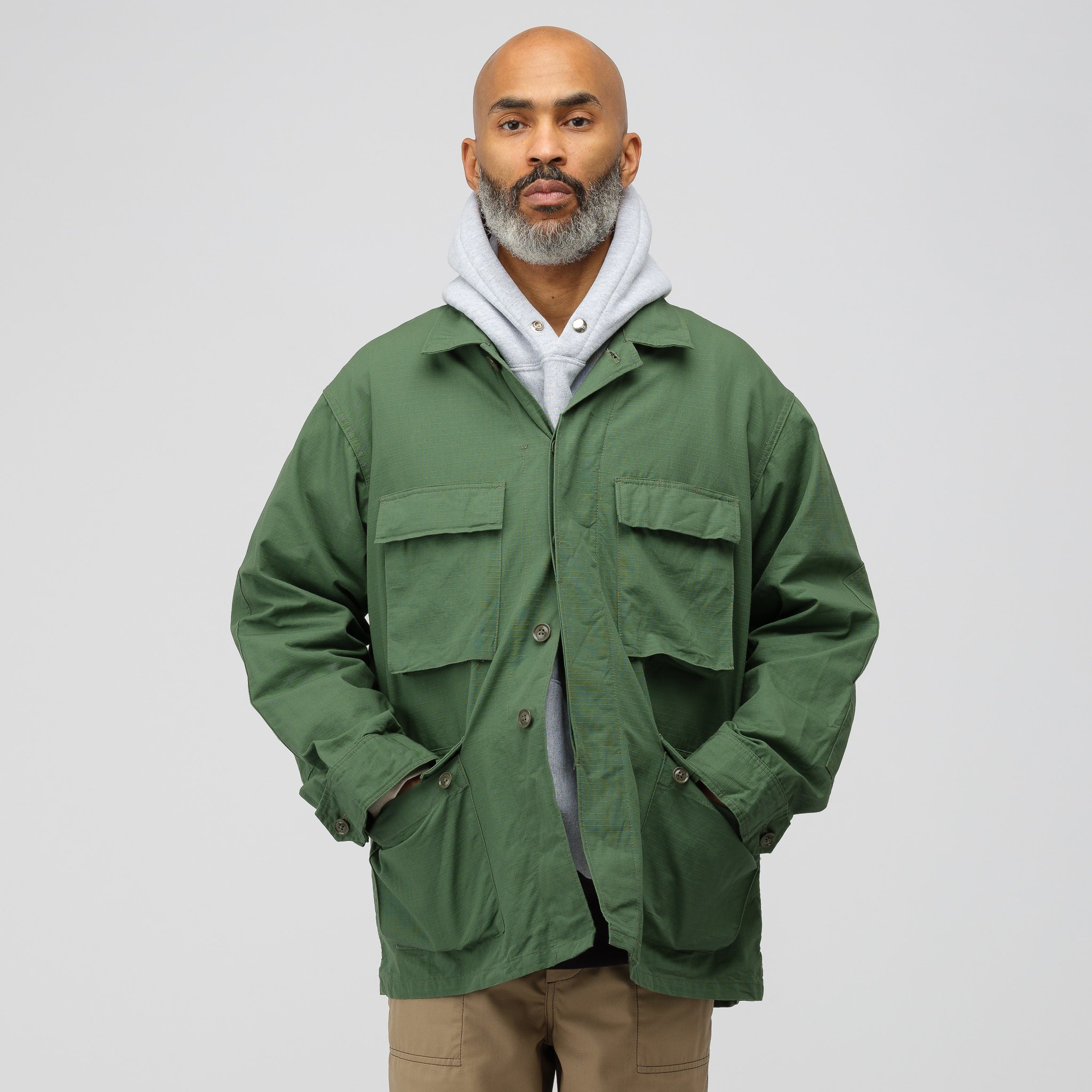 Very Goods | Engineered Garments BDU Jacket in Olive Cotton Ripstop | Notre