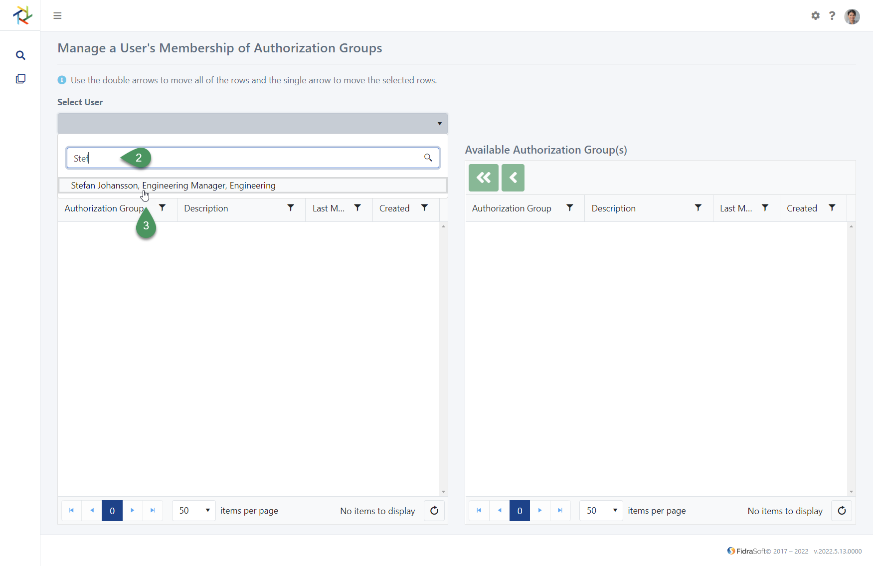 TeamFolio screenshot showing a user's authorisation group membership page