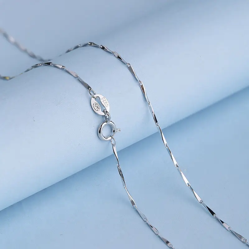 S925 Pure Silver Melon Seed Necklace Women Three Color Long Chain