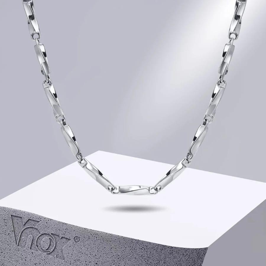 Stainless Steel Chain Locket Necklace for Men Silver