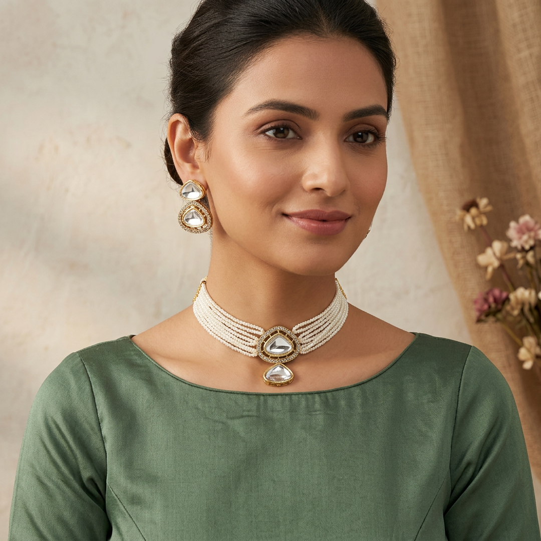 Gold Plated Kundan Choker Set for Women