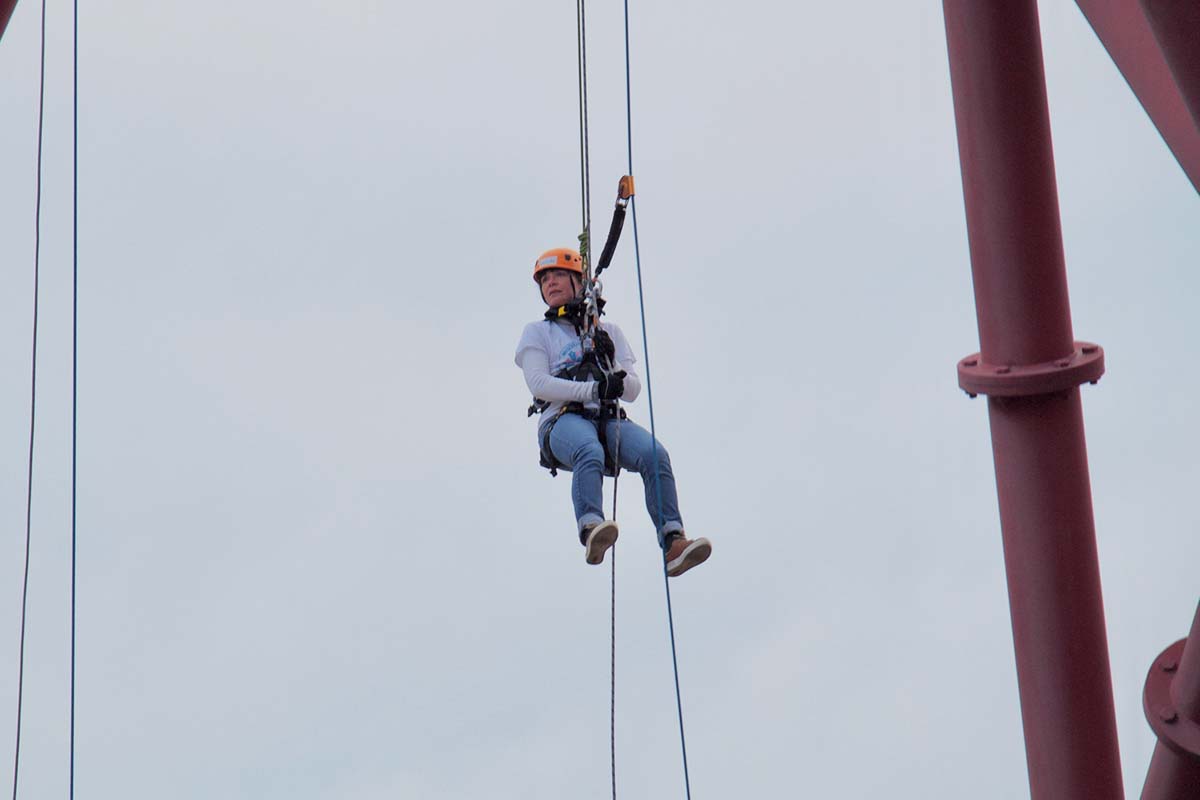 Fieldfisher and 12KBW abseiling from the ArcelorMittal Orbit in Stratford, London