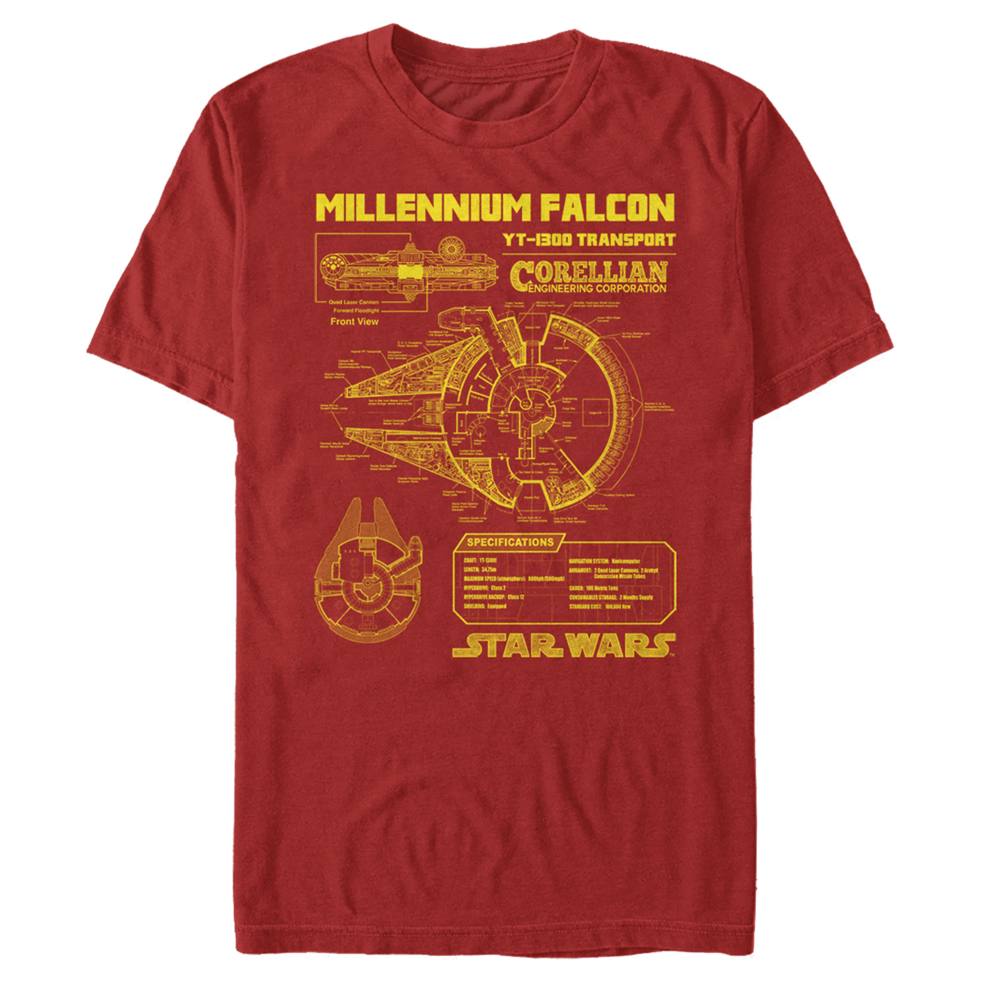 Men's Star Wars Millennium Falcon Schematics T-Shirt | eBay