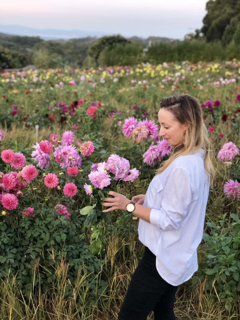 Kellie in Dahlia Field