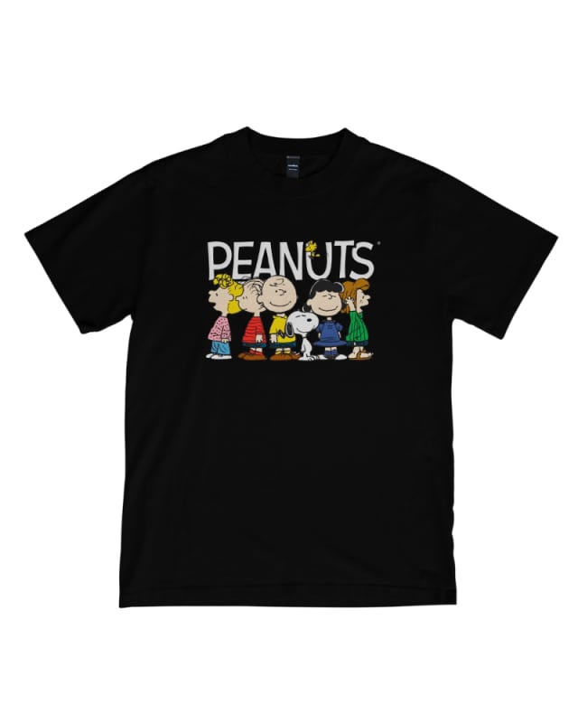 Camiseta negra de algodón 100% con estampado de personajes de Peanuts
