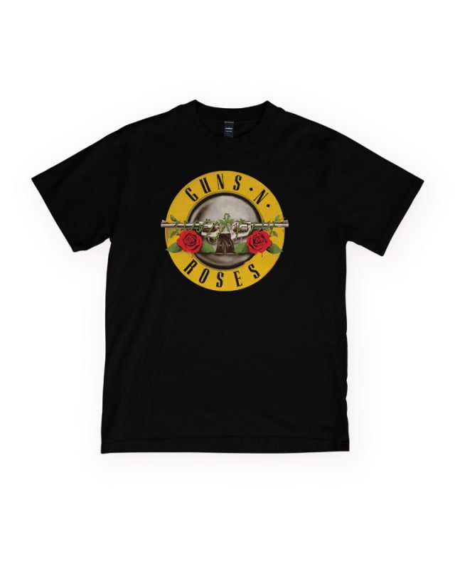 Camiseta negra de algodón 100% con estampado de Guns N' Roses y rosas rojas