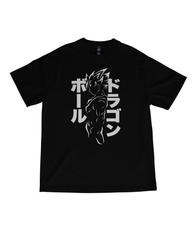 Camiseta negra de algodón 100% con diseño de Dragon Ball Z en color gris
