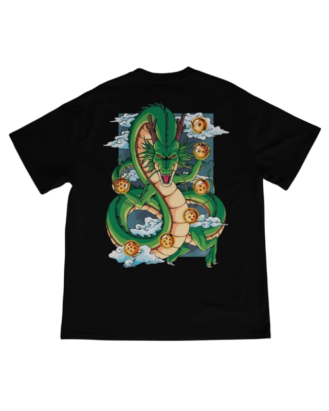 Camiseta negra de algodón 100% con diseño de dragón y esferas de Dragon Ball Z
