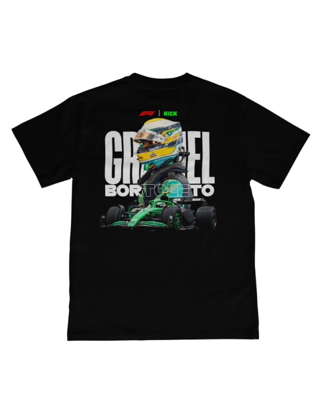 Camiseta negra unisex de algodón 100% con diseño de piloto de Fórmula 1 en la espalda