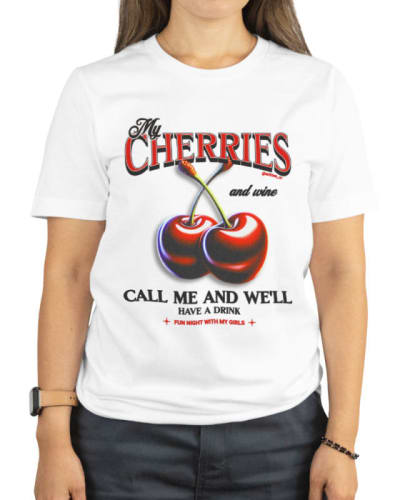 Camiseta Cherry diseño unisex 100% algodón