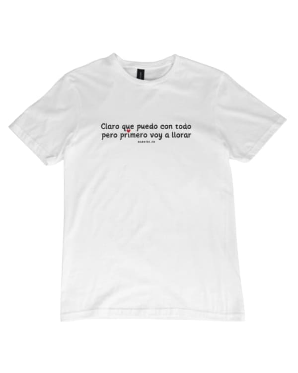 Camiseta blanca de algodón con estampado de texto en negro, estilo casual y original