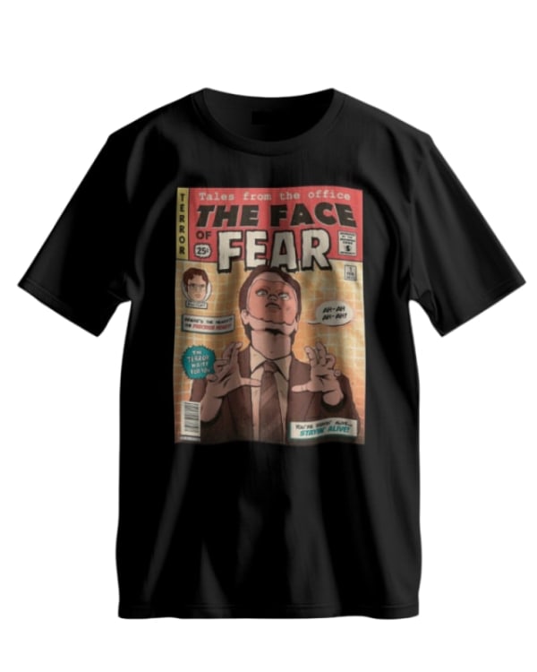 Camiseta unisex negra de algodón 100% con diseño gráfico inspirado en The Office