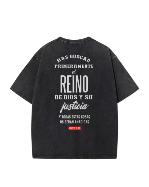 Camiseta oversize prelavada negra de algodón con diseño de texto en la espalda