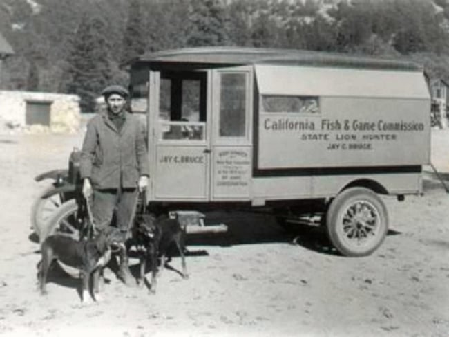 Old school photo from Cali when they hunted mountain lions. Do you have any old photos? Share them with us at myadventures@finandfield.com. #Hunting #Adventure #FinandField #California