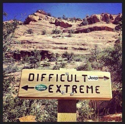 Looks to us like they can't even put a sticker on the correct side!  Do you agree?
#Jeep #Adventure #LandRover #FinandField