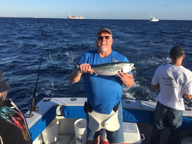 Fun trip today with Lisa and John, trolling- 3 fish on...only 2 anglers, and bottom fishing, then they had lunch at Sailfish with the catch.