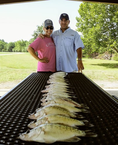 Jason Couch and his wife Casie staying at Carltonlanding just wanting to keep about 10 crappie for a dinner it was my shortest trip ever going over that Mark in one hour of fishing. Then I took them on a nice cruise around the south end of the lake showing them some cool land features. Thanks for fishing with D&K Guide whatever your expectations are we can get it done and have a good time doing it.