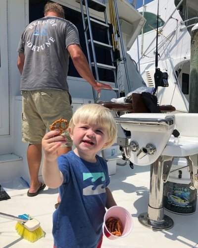 Future Captain in training with Capt. Jimmy at M.R. Ducks Sportfishing. #StartemYoung #TakeThemFishing #MakingMemories #MRDucks #SportFishing #FinandField