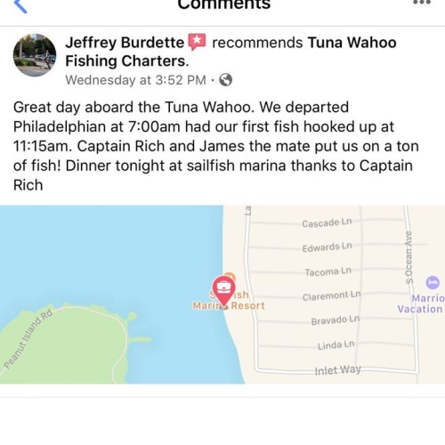 Thank you for the great review!

#fishing #ilovefishing #westpalmbeach #palmbeach #rivierabeach #westpalmbeachfishing #charterfishing #fishingcharter #fishinglife #teambuilding #corporatebuilding #sailfishmarina #sailfish #billfish #singerisland #kitefishing