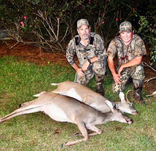 Father and son, Matt and Joshua, doubled on deer for their first evening hunt. #redblufflodge #scdeerhunting #familyhunting