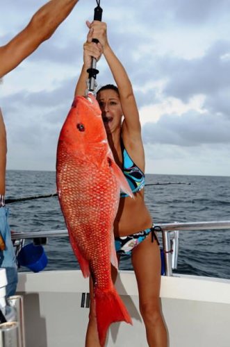 Red Snapper season! Love the look on her face.  #Fishing #FinandField #RedSnapper #OneMoreDay