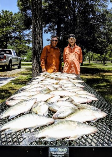 Jim Jackson and Steve wells and I having a blast on Lake Eufaula today. Catching 95 crappie in no time.  A lot of people are under the impression that it's all over but trust me they bite all summer long and it's a very consistent bite. The pattern was 4 to 5 feet deep. Thanks for fishing with D&K Guide service.