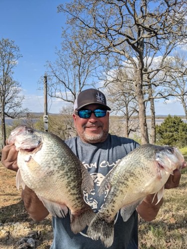 John, Harold and Waco fishing with D&K Guide Service on lake Eufaula. Trip was more about trying to target some big ones after we got a few In the box for dinner.  Had a great time hanging out with y'all today it was a blast, congrats on your big birthday fish John. looking forward to our next trip. Found fish in every column of the water today. Some were even in 2 to 3 feet hugging the bottom, Then you could kick out to 12 feet and catch one 9 feet deep. They will be scattered for a little while with the water warming up. Water temp at 62.5.#bonestixcrappierods .