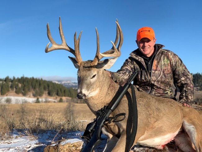 The Marlin Firearms 444 Dark got the job done on this #Wyoming #Whitetail. #Marlin #Hunting #FinandField PC: Marlin Firearms