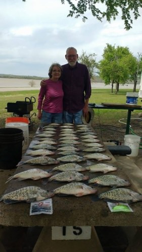 John and Judy Schroeder with their Lake Eufaula catch today. Caught all these fish in very shallow water. This is their 4th year to fish with D&K Guide Service and we get to know each other better every year.#lakeforktackle for such a dependable product.